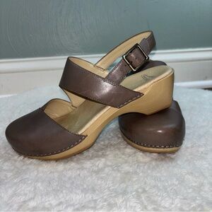 Dansko Kristy Stone Burnished Calf Leather Maryjane Clog Size 40